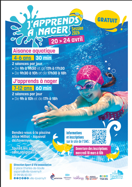 Ouverture des inscriptions pour les dispositifs "J'apprends à nager...